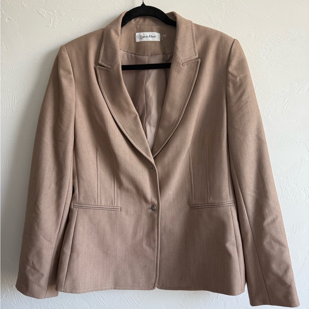 Calvin Klein Tan Blazer with Notched Lapels